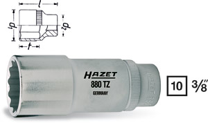 Hylsa 88TZ   12-kant lng 3/8', Hazet  i gruppen Handverktyg / 3/8tum Tapp  (9,8mm) / Hylsor hos AD Butik rebro / Wallin & Stackeflt (880TZ-10r)