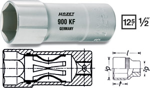 Tndstiftshylsa AKF 16 mm 1/2', Hazet i gruppen Handverktyg / Specialverktyg / Motor / Tndstiftshylsor hos Wallin & Stackeflt (900AKF)