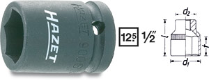 Krafthylsa 900S  6-kant kort 1/2', Hazet i gruppen Handverktyg / 1/2tum Tapp  (12,7mm) / Hylsor hos AD Butik rebro / Wallin & Stackeflt (900S-13r)