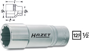 Hylsa 900TZ 12-kant  lng 1/2', Hazet i gruppen Handverktyg / 1/2tum Tapp  (12,7mm) / Hylsor hos AD Butik rebro / Wallin & Stackeflt (900TZ-10r)