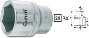 3/4tum Hylsa 6-kant kort 36 mm i gruppen Handverktyg / 3/4tum Tapp  (19mm) / Hylsor hos AD Butik rebro / Wallin & Stackeflt (1000-36)