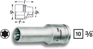 Hylsa 88LG   E-Torx lng (TX-E) 3/8', Hazet i gruppen Handverktyg / 3/8tum Tapp  (9,8mm) / Hylsor hos AD Butik rebro / Wallin & Stackeflt (880LG-E10r)