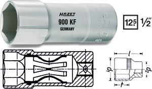 Tndstiftshylsa AKF 16 mm 1/2', Hazet i gruppen Handverktyg / Specialverktyg / Motor / Tndstiftshylsor hos AD Butik rebro / Wallin & Stackeflt (900AKF)