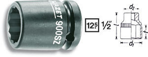 1/2tum Krafthylsa 12-kant kort 13 mm i gruppen Handverktyg / 1/2tum Tapp  (12,7mm) / Hylsor hos AD Butik rebro / Wallin & Stackeflt (900SZ-13)