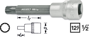 Hylsa 990LG Intolv 1/2tum, Hazet  i gruppen Handverktyg / Specialverktyg / Motor / Cylinderlocksnycklar hos AD Butik rebro / Wallin & Stackeflt (990LG-10r)