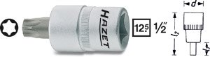HAZET Torx-Schraubendreher-Einsatz T50H – Für Tamper Resistant Schrauben, 1/2 Zoll Antrieb