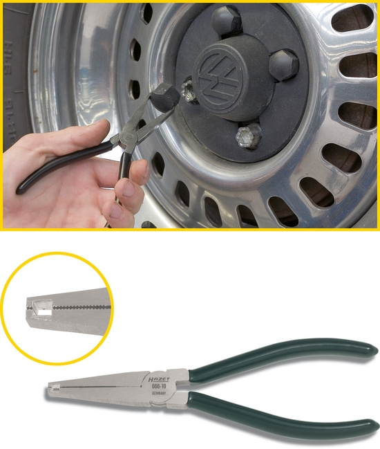 PLIERS FOR WHEEL NUT CAPS