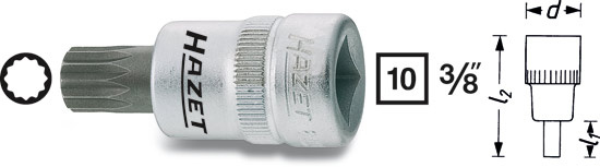Hylsa 8808 XZN (12-kant) 3/8', Hazet