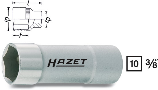 T�ndstifthylsa 3/8' 16 mm, Hazet