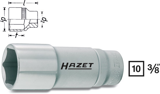 Hylsa 880LG  6-kant l�ng 3/8', Hazet