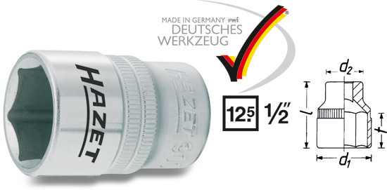 Hylsa 900  6-kant kort 1/2', Hazet