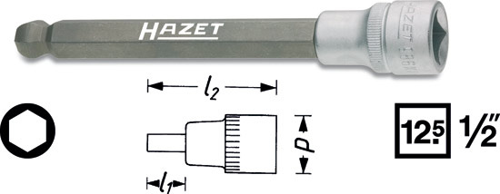 Hylsa 986KK Insex med kula 1/2', Hazet