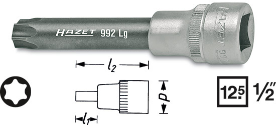 Hylsa 992LG Torx 1/2tum, Hazet