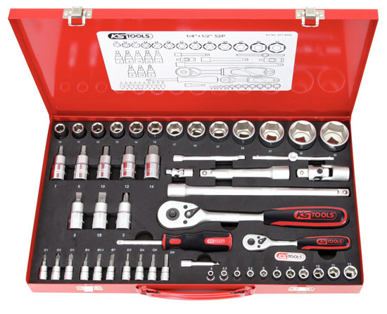 1/4tum / 1/2tum Hylsnyckelsats 52 Delar 1/4tum + 1/2tum 