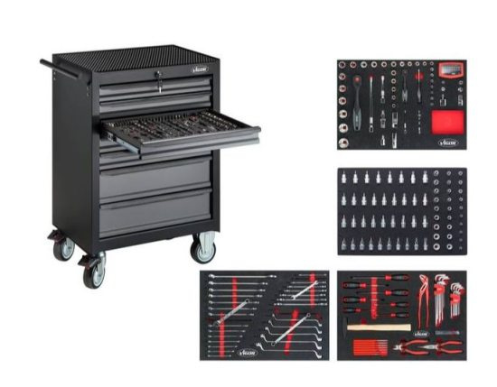 Verktygsvagn med 228-del verktyg, VIGOR